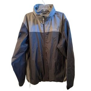 Columbia Glennaker Lake Rain Jacket Mens XL Hooded Grey Black Windbreaker